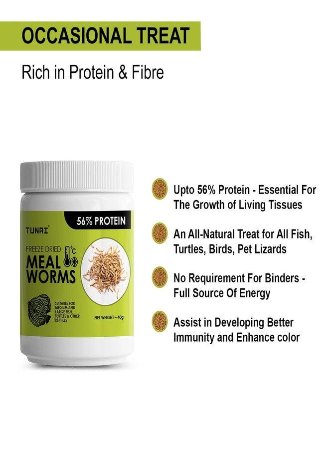 ديدان وجبة مجففة بالتجميد من توناي، غنية بالبروتين بنسبة 56% | 40 غرام | غذاء مثالي لأسماك الأروانا، والأوسكار، والببغاء الأحمر، وسمك الزهرة القرنية، والسلاحف البرية والبحرية. - Image 3